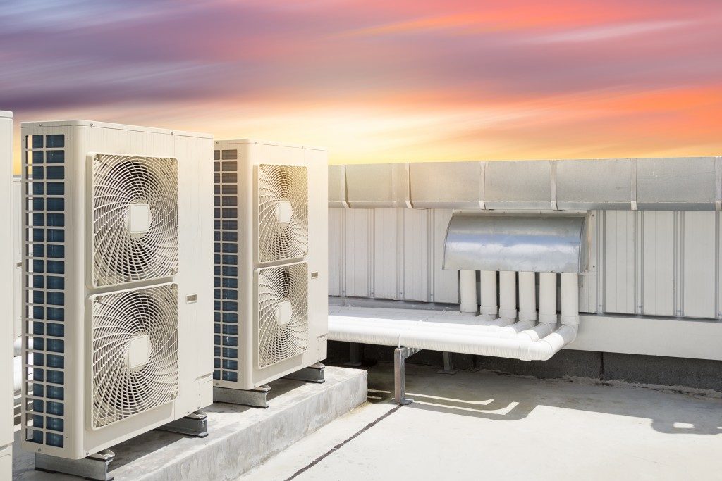 air conditioner system on roof deck