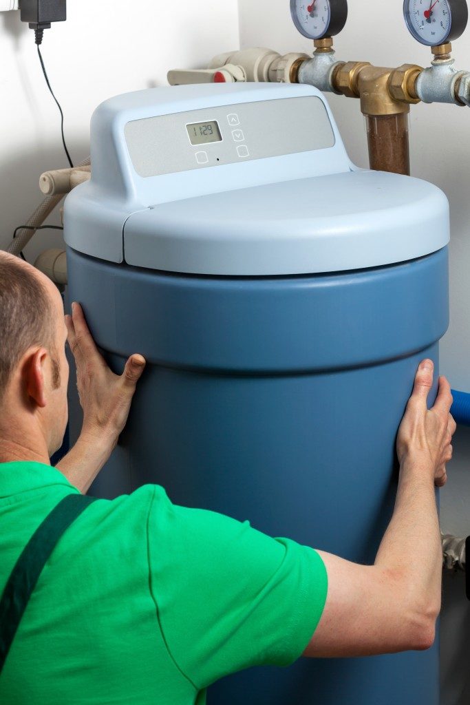 Instalation of a water softener in boiler room