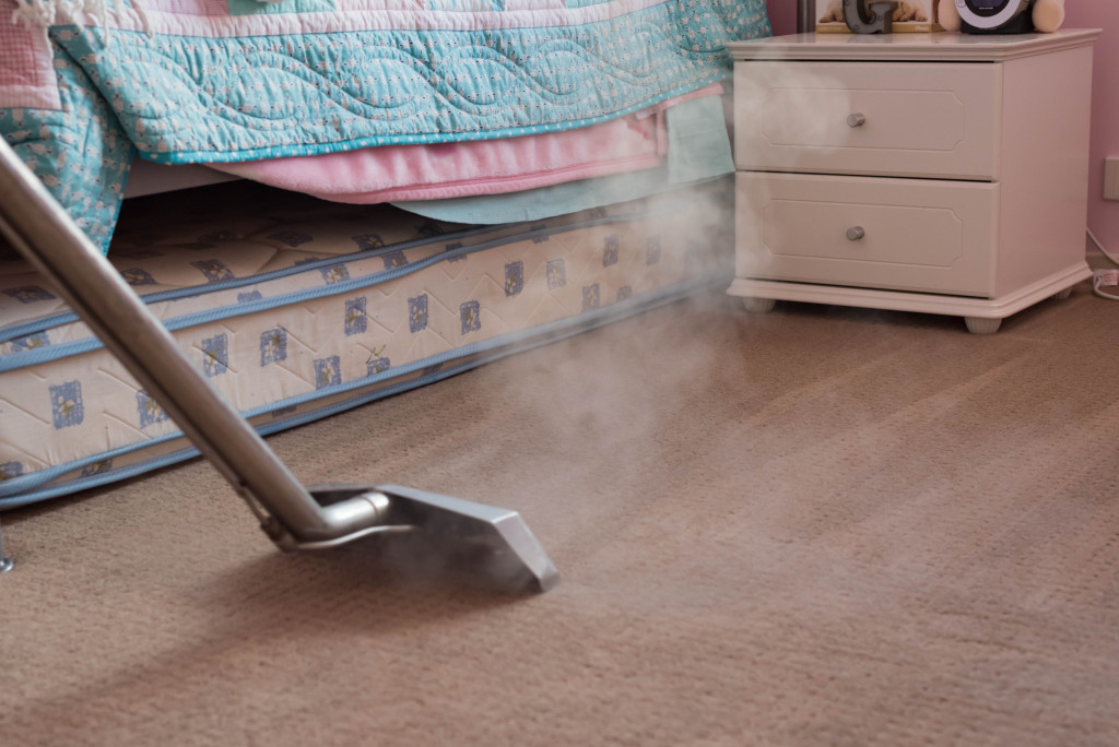 steam cleaning a carpet