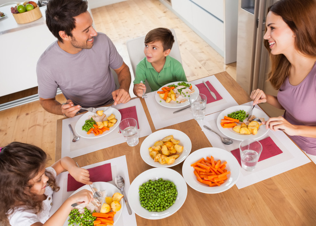 family eating a healthy meal