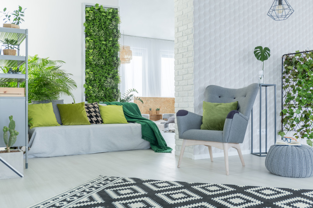 home interior with indoor plants