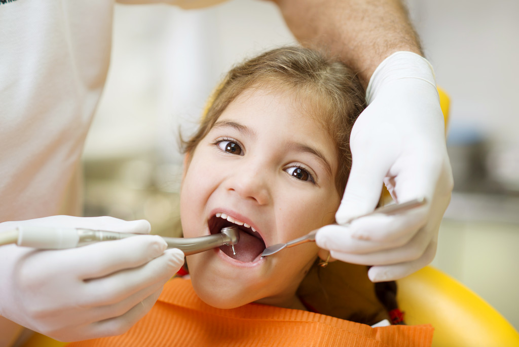 A child having a dental checkup