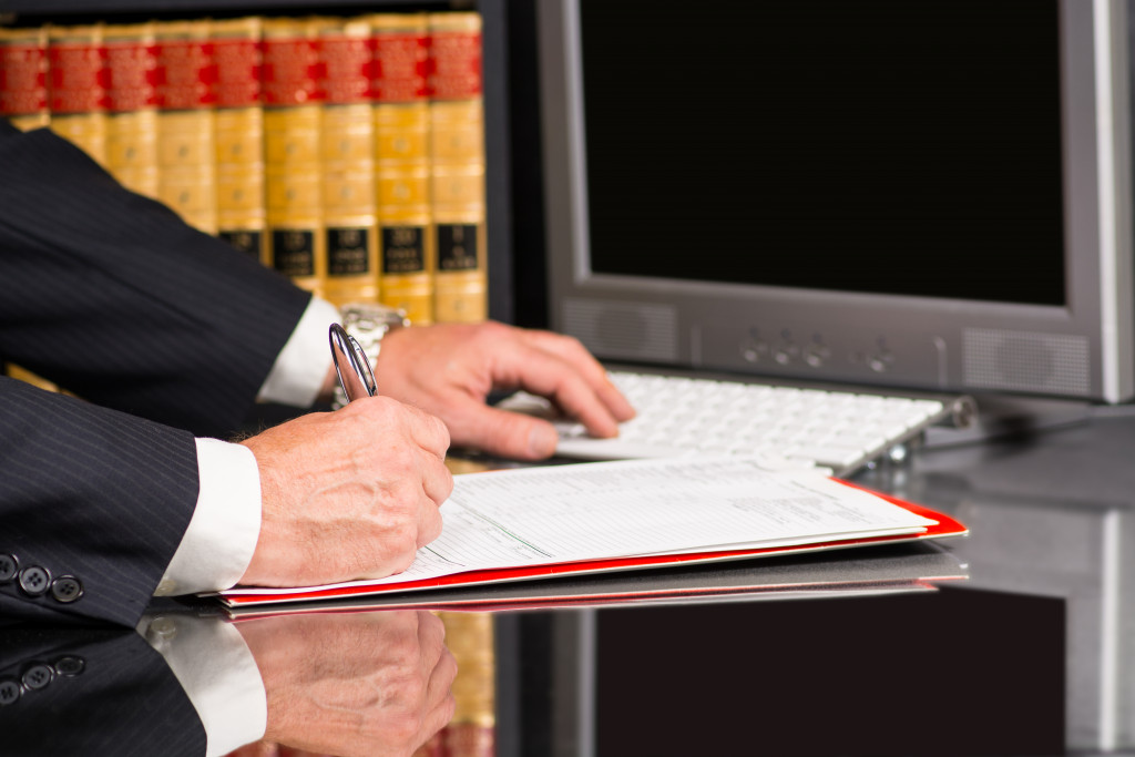 A lawyer working in a firm