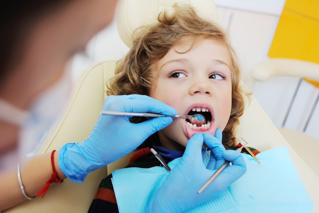 A little boy having a dental checkup